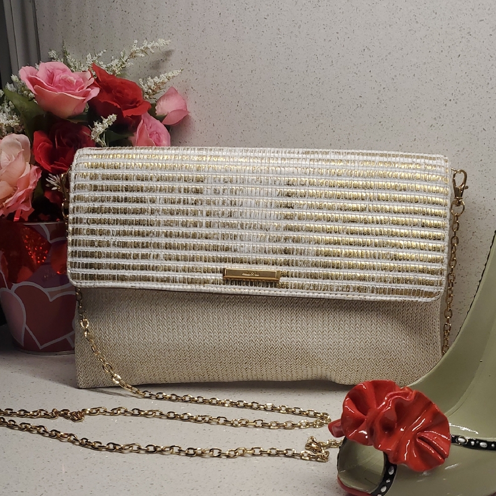 STELLA Elegant Gold and Cream Clutch
